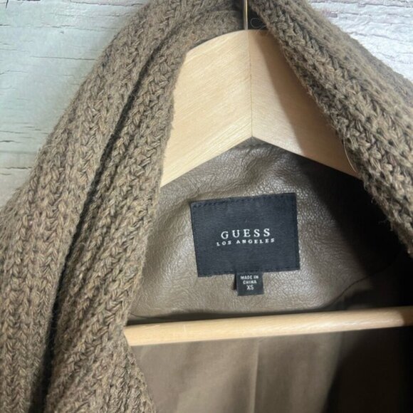 Guess Faux Leather Jacket with waterfall detail size xs brown - Picture 6 of 8